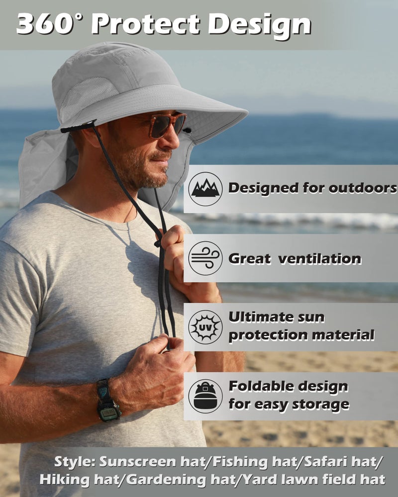 Tirrinia Neck Flap Fishing Safari Cap for Men & Women, Wide Brim Sun Hat for Outdoor Hiking, Camping, Gardening - Image 2
