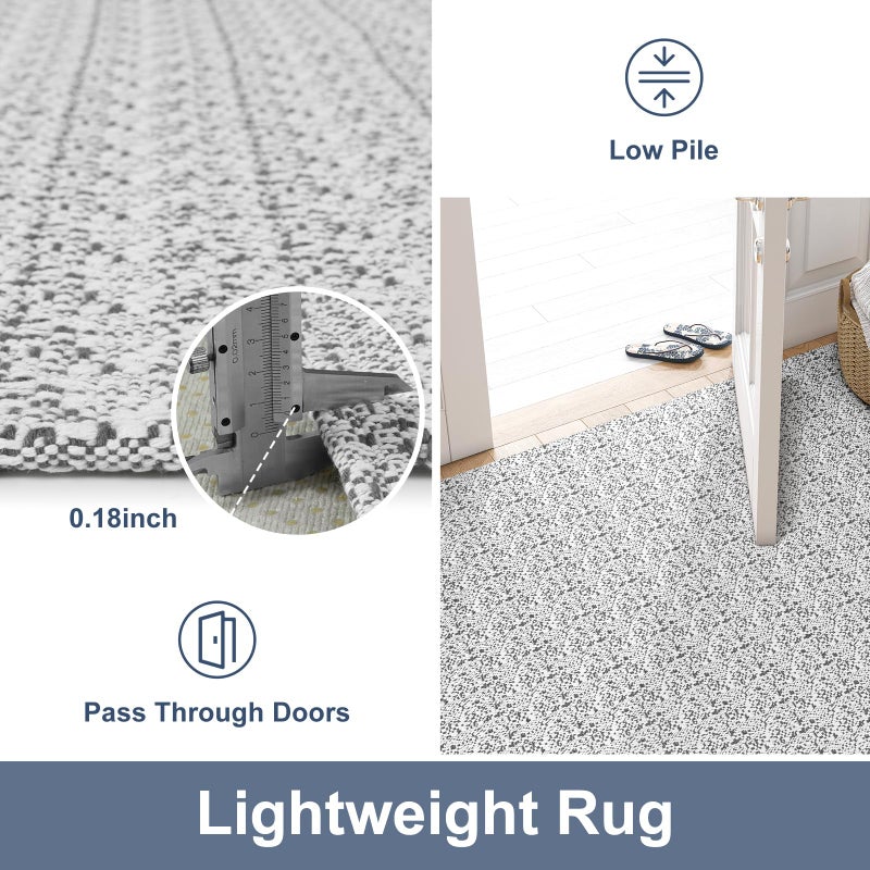 Collive Hallway Runner Rug 2x6 Kitchen Runner Rugs Non Slip Rubber Backed Gray Cotton Carpet Washable Farmhouse Rug Runners for Hallways Boho Floor Runners for Bedroom Entryway Laundry - Image 5
