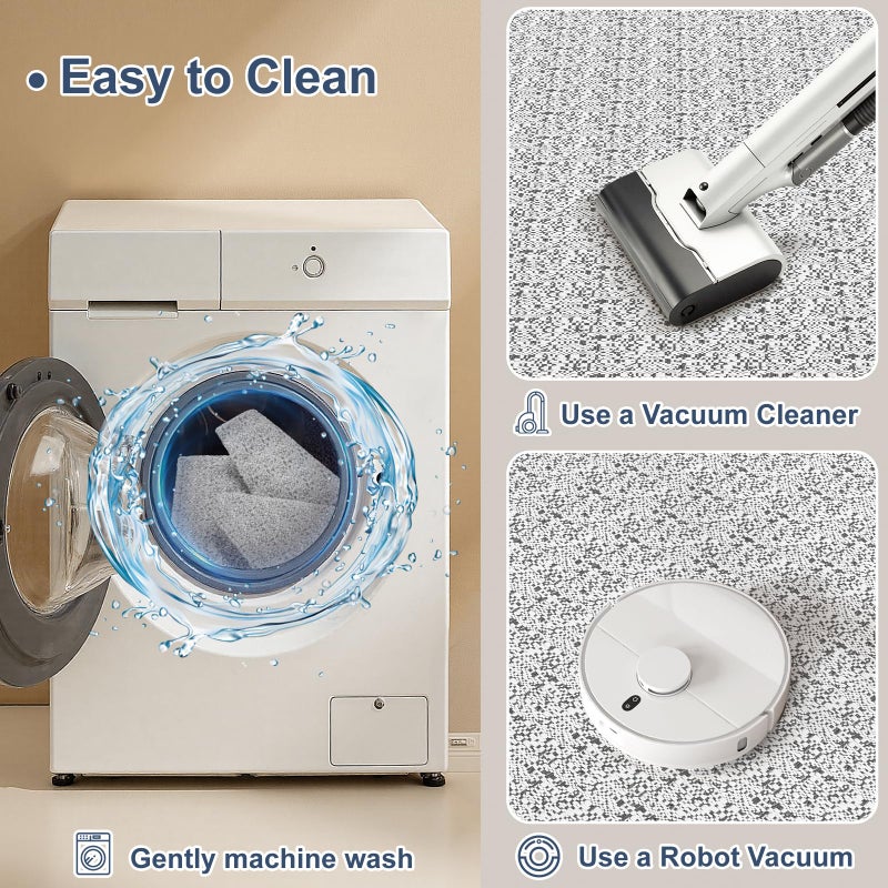 Collive Hallway Runner Rug 2x6 Kitchen Runner Rugs Non Slip Rubber Backed Gray Cotton Carpet Washable Farmhouse Rug Runners for Hallways Boho Floor Runners for Bedroom Entryway Laundry - Image 4