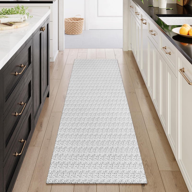 Collive Hallway Runner Rug 2x6 Kitchen Runner Rugs Non Slip Rubber Backed Gray Cotton Carpet Washable Farmhouse Rug Runners for Hallways Boho Floor Runners for Bedroom Entryway Laundry - Image 1