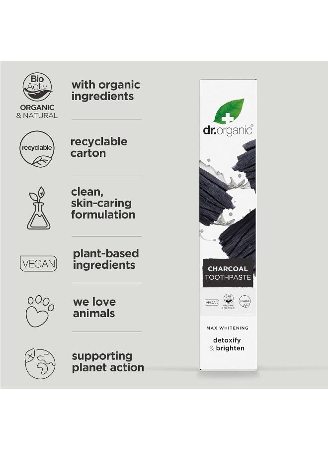 dr.organic - Dr Organic, Organic Charcoal Toothpaste, Natural, Vegan, Cruelty Free, Paraben & Sls Free, Whitening, 100Ml - Image 1