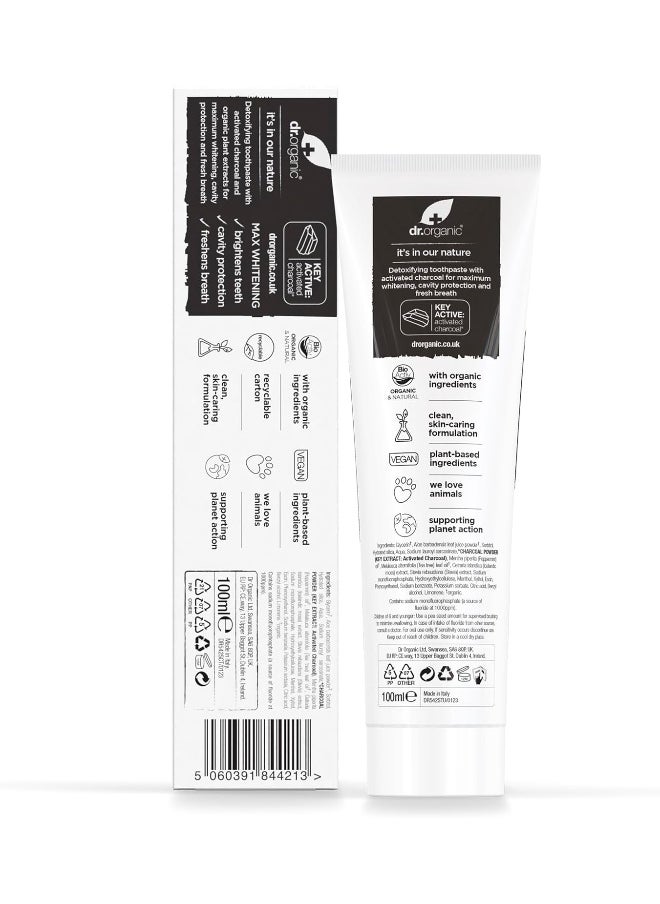 dr.organic - Dr Organic, Organic Charcoal Toothpaste, Natural, Vegan, Cruelty Free, Paraben & Sls Free, Whitening, 100Ml - Image 1