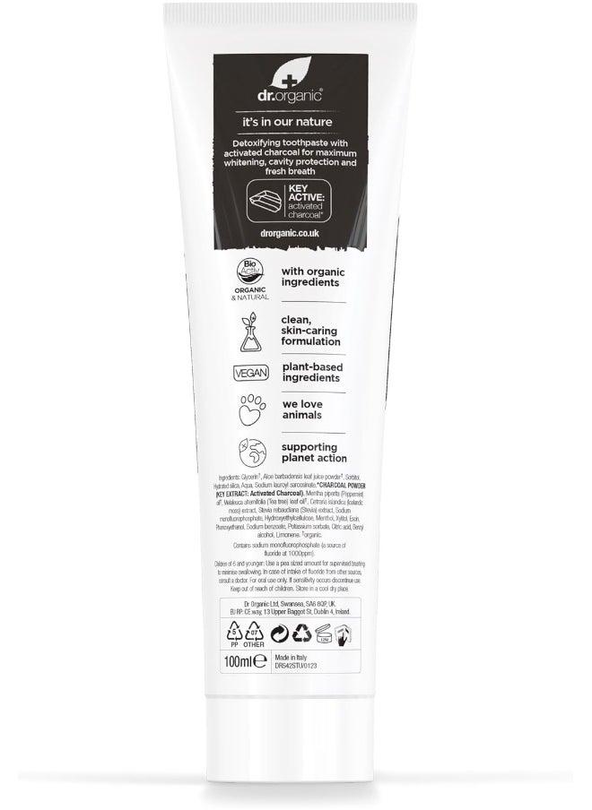 dr.organic - Dr Organic, Organic Charcoal Toothpaste, Natural, Vegan, Cruelty Free, Paraben & Sls Free, Whitening, 100Ml - Image 1