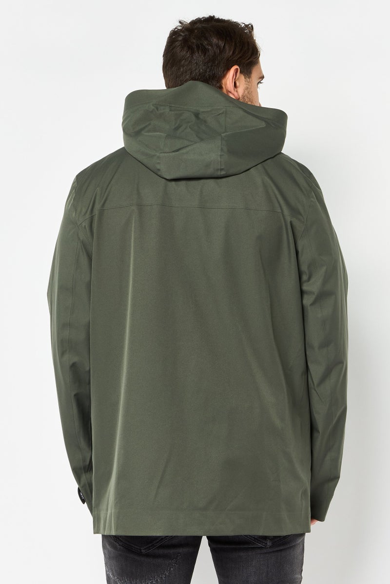 GEOX Men Solid Trench Coat, Green - Image 4