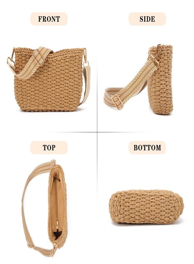 KUANG! Straw Woven Shoulder Bag for Women Summer Beach Tote Bag Crossbody Handbag Satchel Chain Purse - Image 4