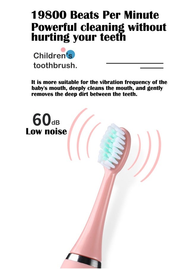 ZCM-HAPPY - Ultrasonic Electric Children's Toothbrush Super Soft Waterproof Teeth Cleaning Artifact USB Charging with 6 Heads Electric Toothbrush for Kids Kids Dental Hygiene Product - Image 1
