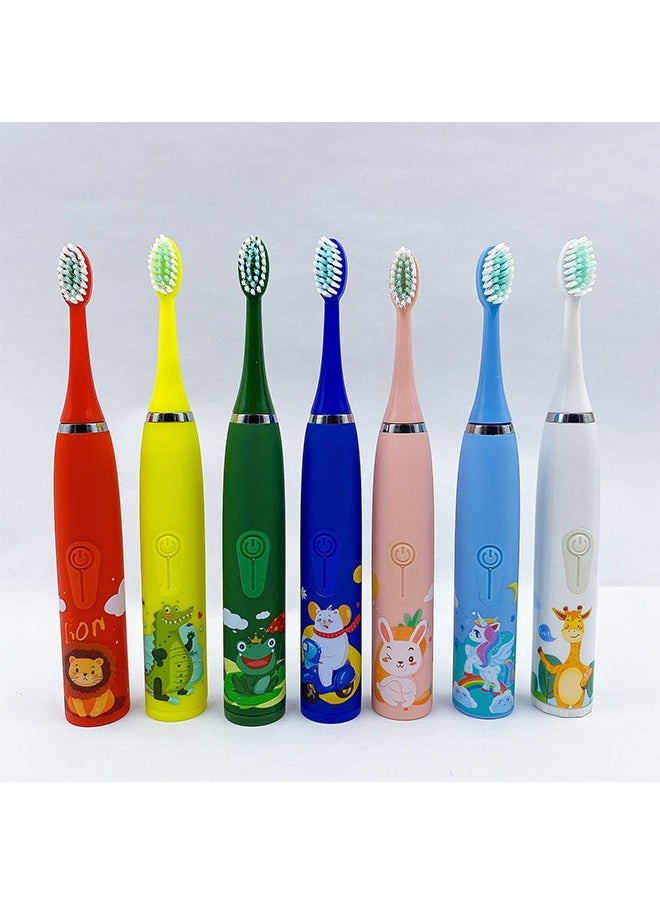 ZCM-HAPPY - Ultrasonic Electric Children's Toothbrush Super Soft Waterproof Teeth Cleaning Artifact USB Charging with 6 Heads Electric Toothbrush for Kids Kids Dental Hygiene Product - Image 1