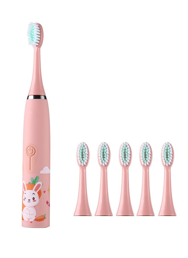 ZCM-HAPPY - Ultrasonic Electric Children's Toothbrush Super Soft Waterproof Teeth Cleaning Artifact USB Charging with 6 Heads Electric Toothbrush for Kids Kids Dental Hygiene Product - Image 1