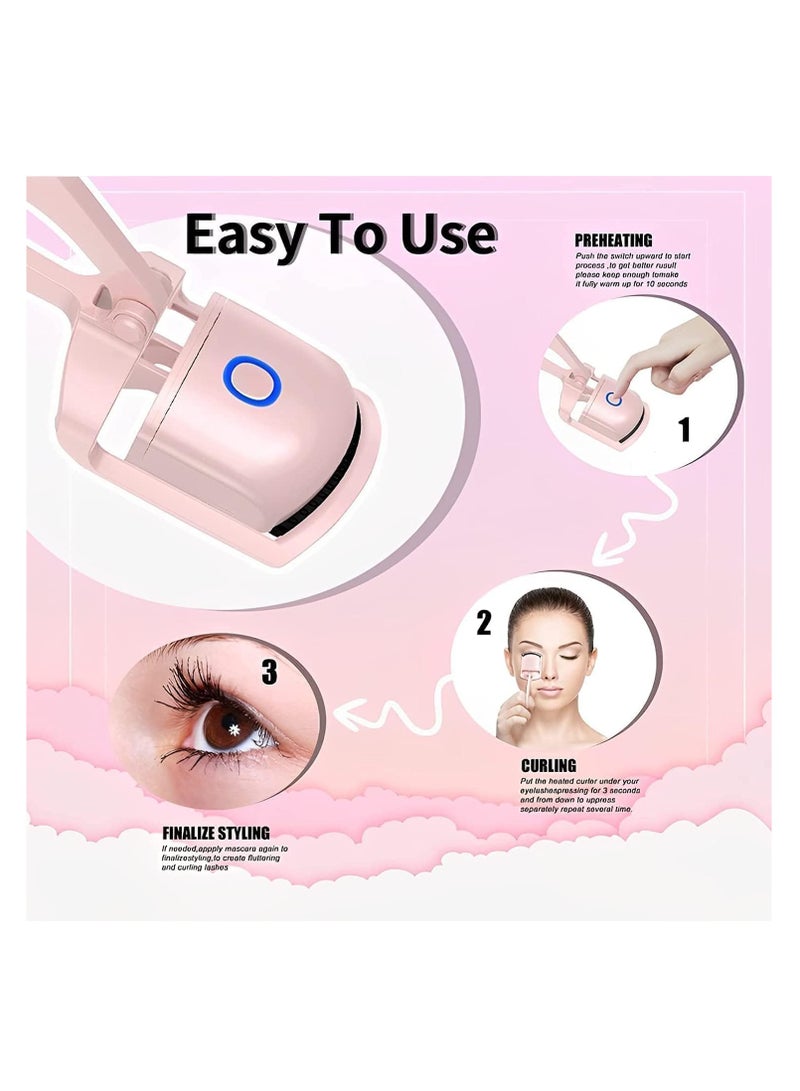 Heated Eyelash Curler, Natural Fast Eyelash Curler Long Lasting Heated Eyelash Curler USB Rechargeable Eyelash Curler for Eyelash Curling All Day - Image 5
