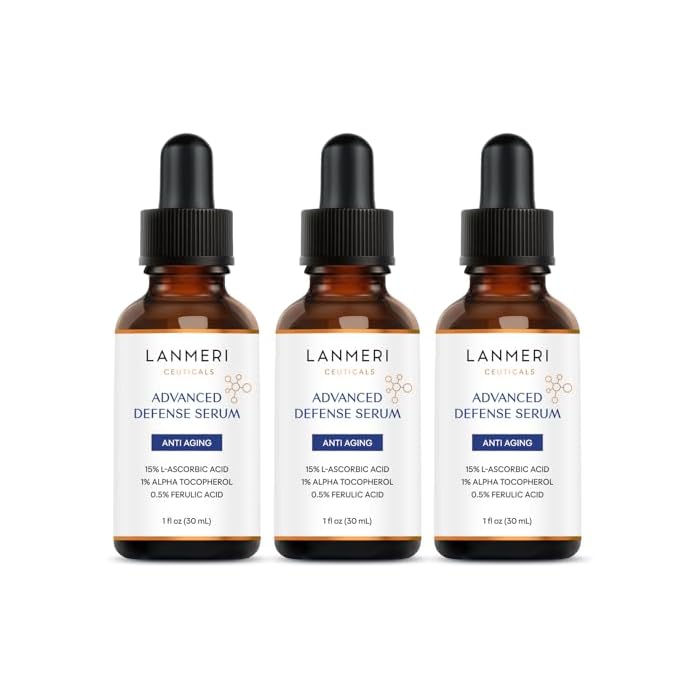 Lanmeri Ceuticals 15% Vitamin C + E + Ferulic Serum: Advanced Antioxidant Defense Formula with 1% Vitamin E & 0.5% Ferulic Acid – High-Stability Vitamin C Serum