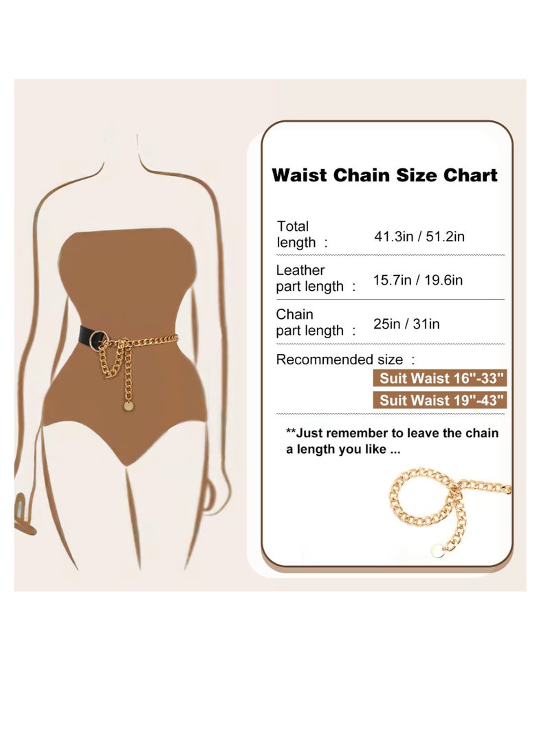 KASTWAVE Women Chain Belt, Skinny Faux Leather Waist Belt, Detachable Chain Belt with Gold Alloy O -Ring Pin Buckle for Dress, Jeans, Summer - Image 5