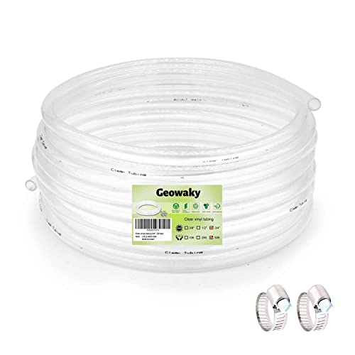 Geowaky 3/4’’ ID × 1’’ OD - 50 ft Clear Vinyl Tubing Flexible PVC Tube,Lightweight Plastic Tubing,Oil Resistant Hybrid Multipurpose Industrial Vinyl Hose - Image 1