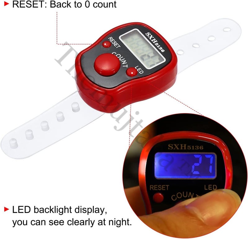 TheMujtaba Digital Tasbeeh Hand Tally Counter Finger Ring Digital Counting Machine Counter Tasbeeh & Jaap mala for Counting Purpose with LED (Red) - Image 4