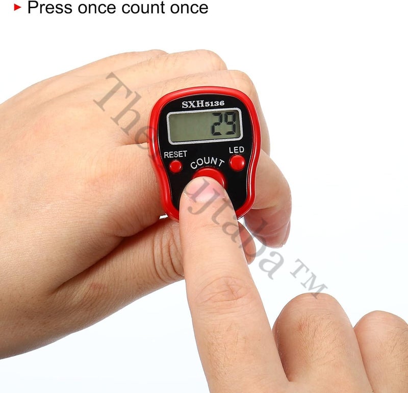 TheMujtaba Digital Tasbeeh Hand Tally Counter Finger Ring Digital Counting Machine Counter Tasbeeh & Jaap mala for Counting Purpose with LED (Red) - Image 5