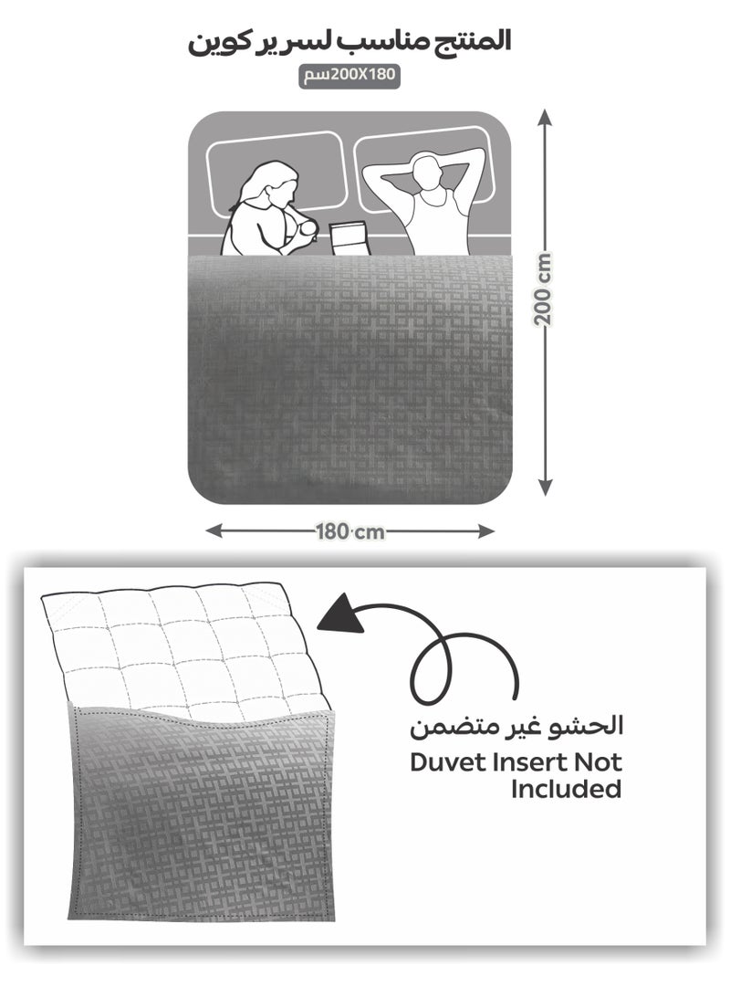 دوناتيلا طقم غطاء لحاف هندسي، مقاس كوين يناسب سرير بمقاس 180×200 سم - طقم سرير مكون من 4 قطع، قماش ميكروفايبر ممشط - 1 غطاء لحاف، 1 شرشف مطاطي، 1 كيس مخدة شام، 1 كيس مخدة (الحشوة غير متضمنة) - Image 3