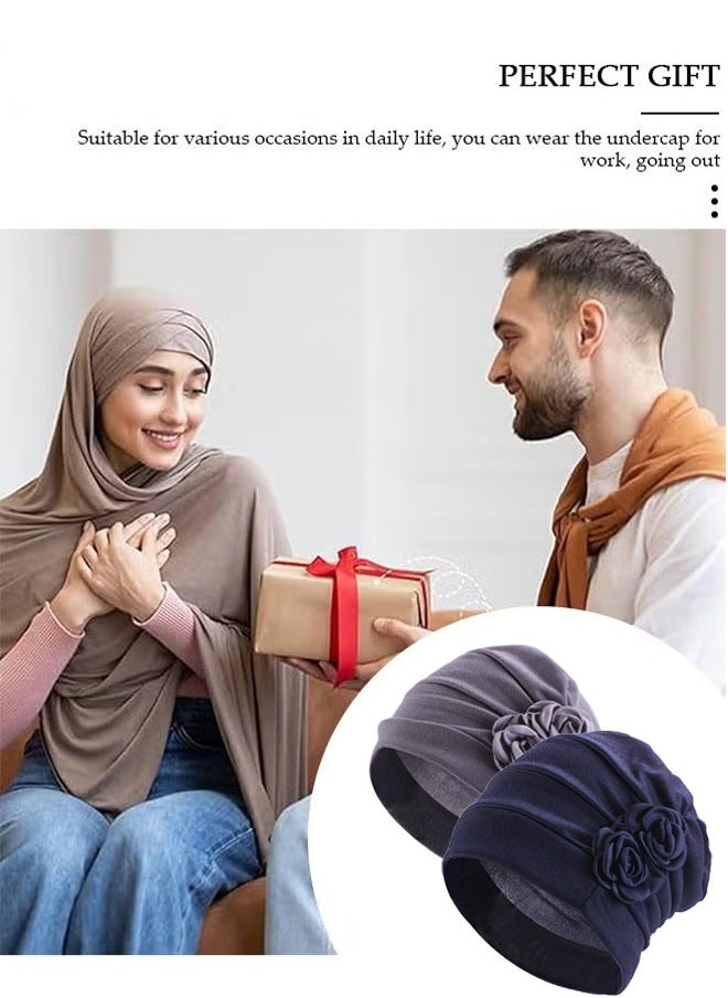 ZVEV - 2-Piece Women Under Scarf Hat Cap Bone Bonnet Hijab Islamic Muslim - Image 1