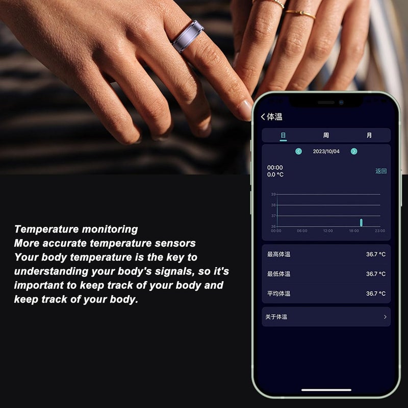 حلقة اللياقة البدنية الذكية ، حلقة بلوتوث 5.1 الذكية مع NFC ، تمرير الفيديو ، قلب صفحة الكتاب ، مراقبة درجة حرارة الجسم النوم خطوة العداد حلقة الصحة الذكية (18) - Image 2