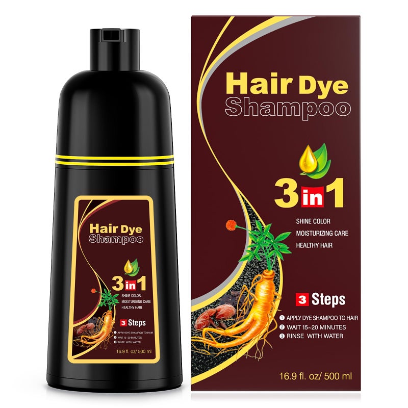 Ivnil Meidu Dark Brown Hair Dye Shampoo 3 in 1 for Women/Men Hair Color for Grey Coverage Seimi Permanent Instant Champu Para Canas Mujer for Men - Herbal Natural Dye Cover Gray