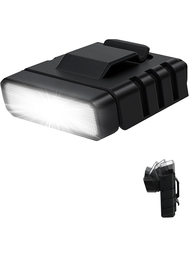 S-TOP Rechargeable EDC Flashlight Handheld Flashlight with Clip on Cap Visor Light&Magnetic Perfect Torch for Inspection, Work, Repair, Hiking, Household, Camping and More (Black) - Image 1