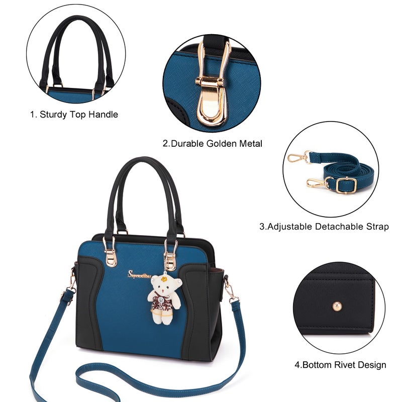 Soperwillton Purses for Women Crossbody Shoulder Handbags Top Handle Satchel Tote Bag Wallet Set 3pcs - Image 3