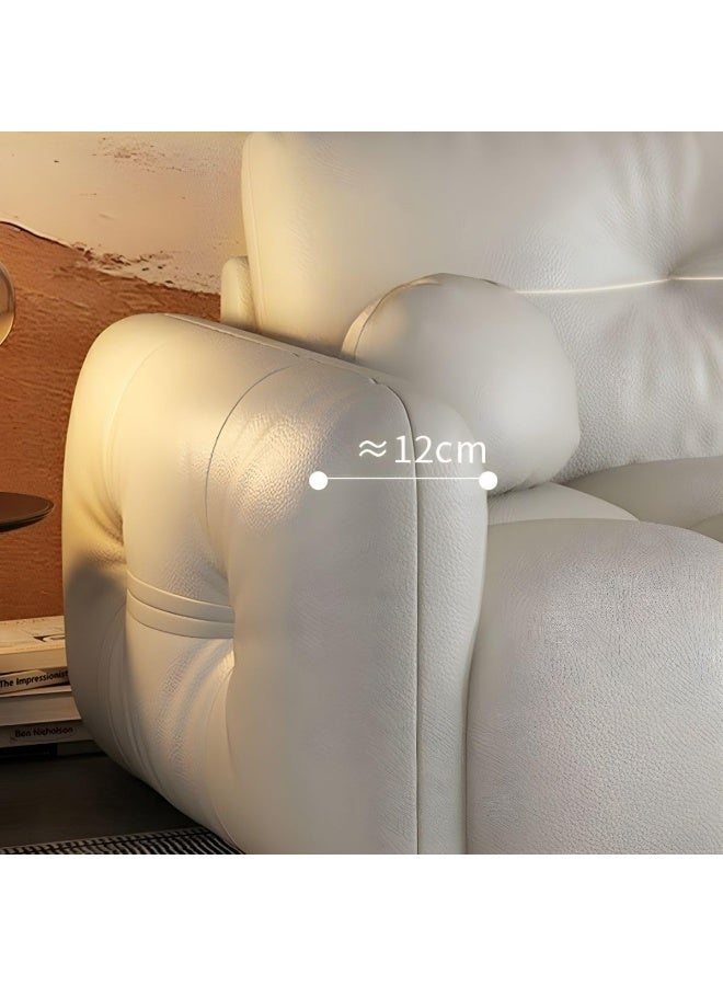 Zayn comforts Tufted Faux Leather Modern Standard Sofa with Square Arm for Home 240x100x85cm (Light Grey) - Image 4