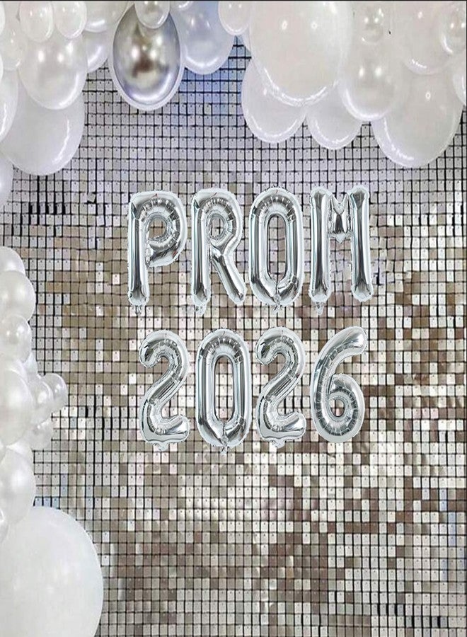 TONIFUL Prom 2026 Balloons - 16 Inch Silver Letter Foil Balloons Banner Class of 2026 Letters Props for Prom Night Party School Graduation 2026 Sign Decorations - Image 4