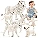THINKBAY 6PCS White Lion Toys Figurines Pride African Jungle Animals Lion Family Realistic Zoo Animal Toys Preschool Toy Birthday Gift Cake Toppers for Kids Boys Girls - Image 2
