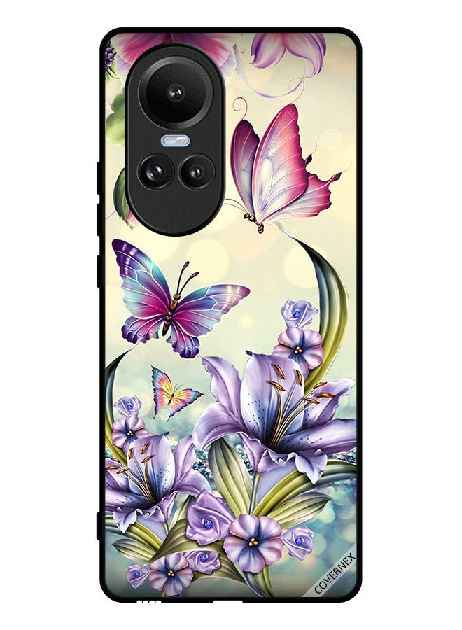 Covernex Protective Case Cover For Oppo Reno10 Pro Purple Flowers & Butterflies - Image 1