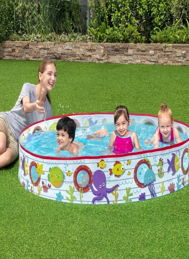 حوض سباحة للأطفال من KinderTales® بتصميم مخلوقات بحرية - حوض متين ومريح بسعة 435 لترًا للأطفال، سهل التركيب، يتضمن رقعة إصلاح - 1.52 متر × 25 سم - Image 3