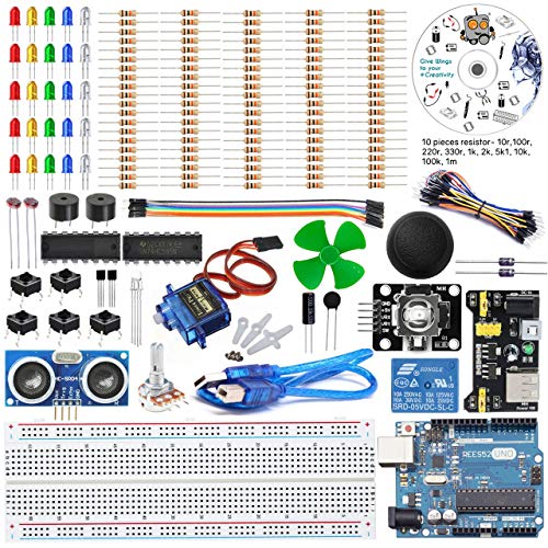 REES52 The Basic Starter kit for Compatible with Arduino UNO R3, Breadboard, LED, Resistor,Jumper Wires and Power Supply - Image 1