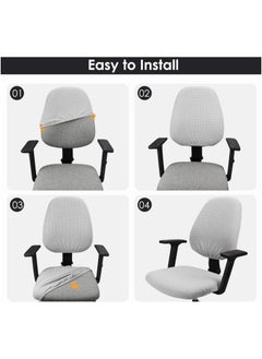 MIXDE Office Chair Cover, 1Pair Stretch Jacquard Office Computer Chair Seat Covers, Removable Washable Anti-dust Desk Chair Seat Cushion Protectors for Office Computer Chairs (Not chair Include) (Gray)  - Image 5