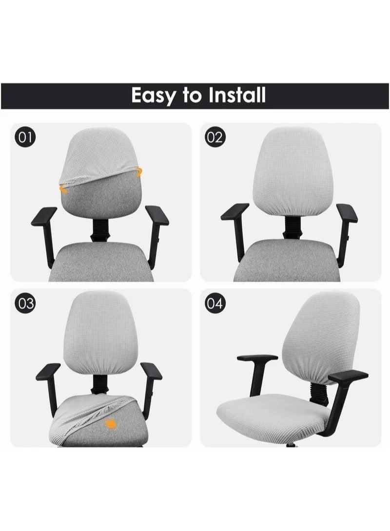 MIXDE Office Chair Cover, 1Pair Stretch Jacquard Office Computer Chair Seat Covers, Removable Washable Anti-dust Desk Chair Seat Cushion Protectors for Office Computer Chairs (Not chair Include) (Gray)  - Image 5