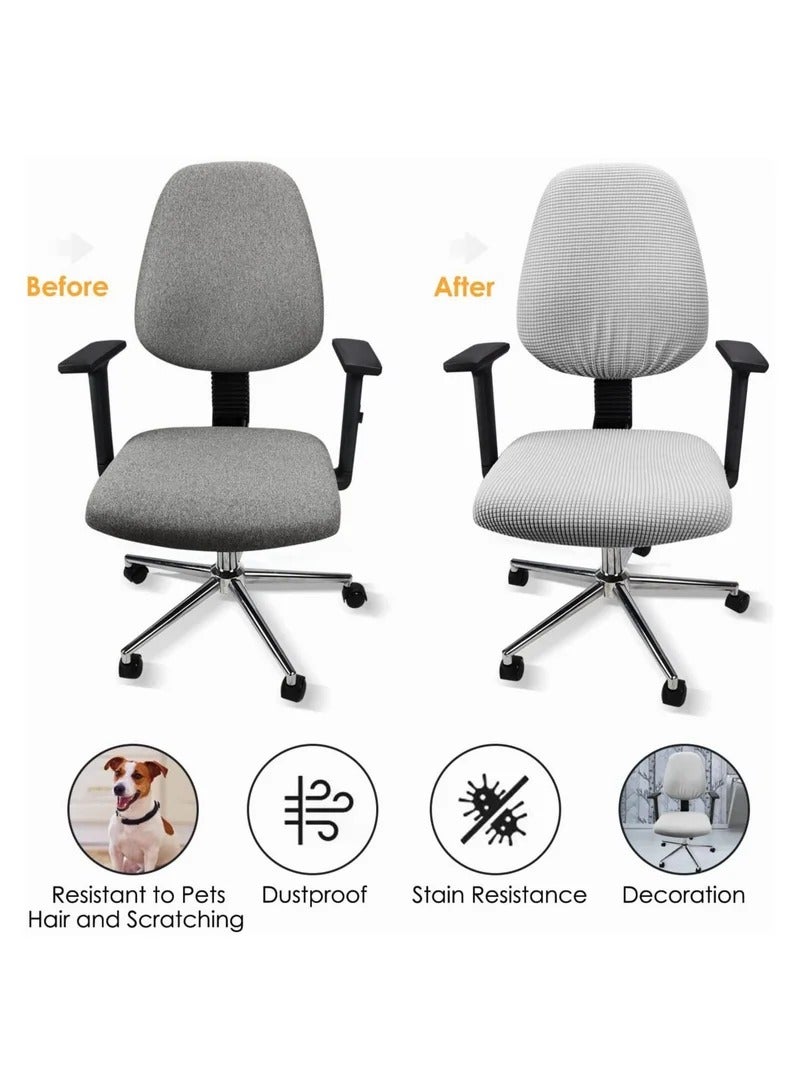 MIXDE Office Chair Cover, 1Pair Stretch Jacquard Office Computer Chair Seat Covers, Removable Washable Anti-dust Desk Chair Seat Cushion Protectors for Office Computer Chairs (Not chair Include) (Gray)  - Image 3