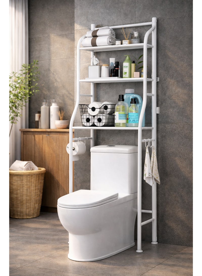 منظم حمام فاخر فوق المرحاض بتصميم عصري لتنظيم مثالي واستغلال ذكي للمساحة