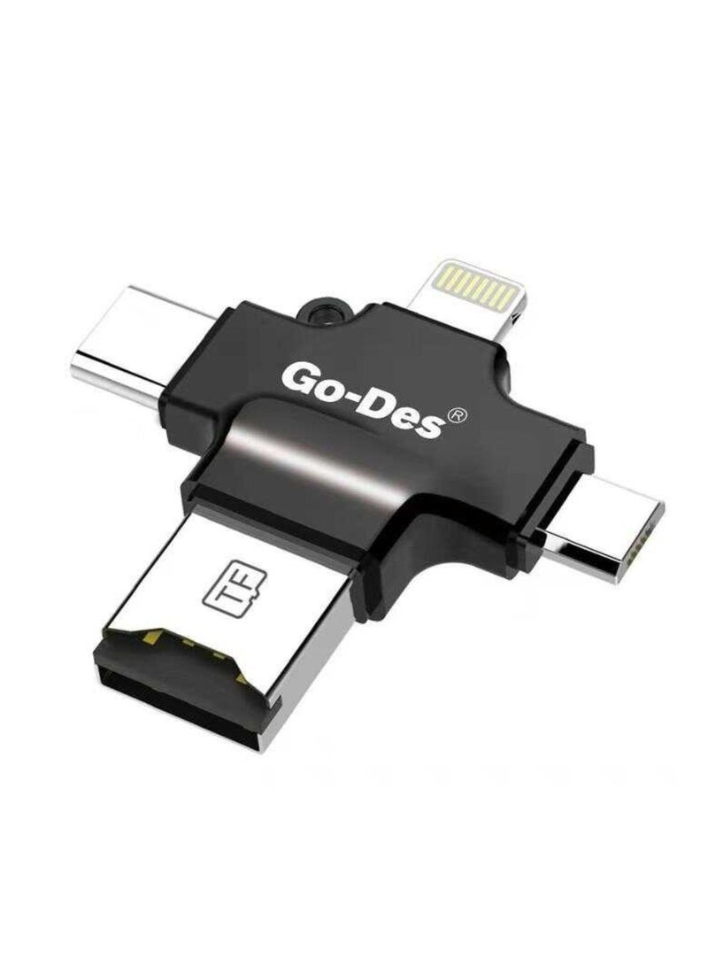 GO-DES GD-DK101 Universal Mobile Phone Card Reader – High-Speed USB OTG Adapter for SD, MicroSD, SIM, and Memory Cards – Compatible with Android, iOS, Windows, and Mac Devices – Compact & Portable Design - Image 5
