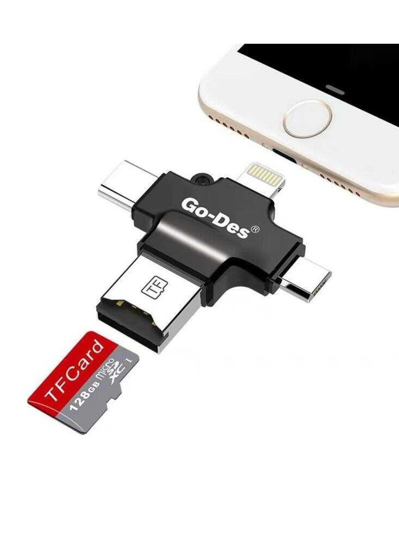 GO-DES GD-DK101 Universal Mobile Phone Card Reader – High-Speed USB OTG Adapter for SD, MicroSD, SIM, and Memory Cards – Compatible with Android, iOS, Windows, and Mac Devices – Compact & Portable Design - Image 4