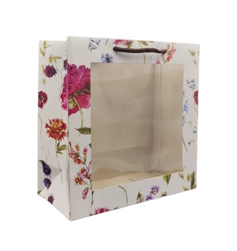TASCHE TASCHE Alekhya DesignTransparent Window Bag Printed Gift Bags For Gifting Weddings Birthday Holiday Presents Size 9 X 9 X 4 Inch Pack of 80 