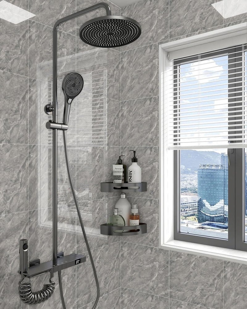 WADILE 20pcs Peel and Stick Tile Shower, 11.8"x11.8" Self-Adhesive Backsplash PVC Wall Panels for Home Bathroom, Kitchen, Living Room Dark Grey (Not Real Tile) - Image 5