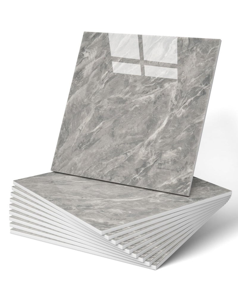 WADILE 20pcs Peel and Stick Tile Shower, 11.8"x11.8" Self-Adhesive Backsplash PVC Wall Panels for Home Bathroom, Kitchen, Living Room Dark Grey (Not Real Tile) - Image 1