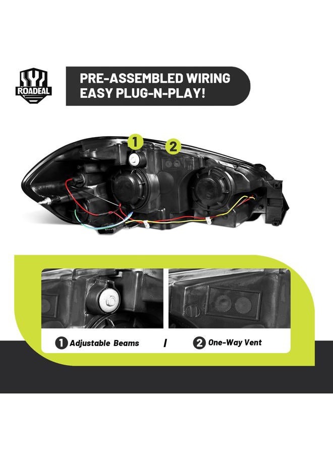 ROADEAL Headlights W/Bulbs for 2006-2013 Chevy Impala, 2006-2007 Chevy Monte Carlo, 2014-2016 Chevy Impala Limited Halogen Headlamp Replacement Driver & Passenger Side - Image 4