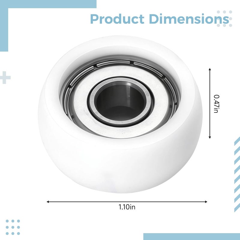 Low-Noise 10 Pcs Nylon-Coated Wheels Shower Door Rollers Replacement for Sliding Tracks, Pa Pom Plastic, Metal Sealed Bearings, High Load Capacity and Easy Installation - Image 3