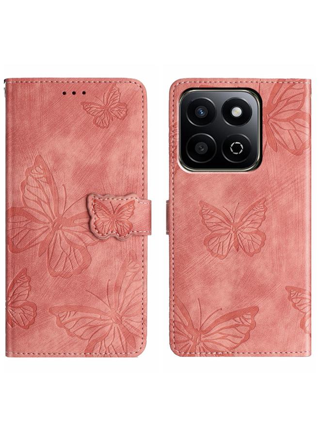 S-TOP Case For Honor X7C 4G / 200 Smart Skin-feel Embossed Butterfly Leather Phone Case - Image 1