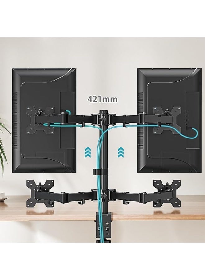 Dual Monitor Mount for 13” to 27” Screens – Vertical LCD Arm with 8kg Load Capacity – VESA Compatible – Clamp Mount - Image 3