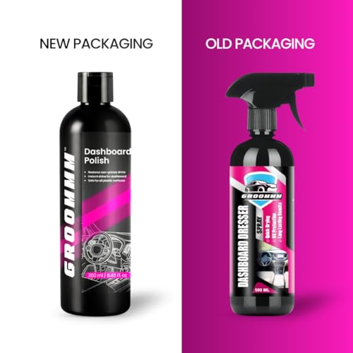 Groommm Car Dashboard Polish 250ML For Car Interior & Black Plastic Protectant | Car Interior Polish For Preventing Color Fading, Cracks & Sunrays Damage | Provides Rich Glossy Black Shine To Plastic - Image 2