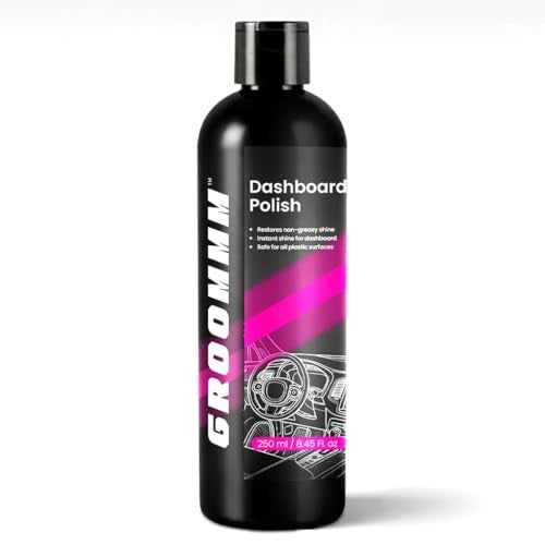Groommm Car Dashboard Polish 250ML For Car Interior & Black Plastic Protectant | Car Interior Polish For Preventing Color Fading, Cracks & Sunrays Damage | Provides Rich Glossy Black Shine To Plastic - Image 1