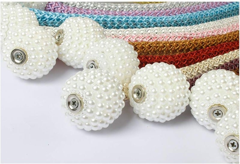 HoHnH Grey 4 Magnetic Curtain Tiebacks- Clips Decorative Rope Holdbacks, Drapery Tie Backs Weave Holder for Window Draperies Hold Curtains Drape Ties Backs 16 inch Holdback (4, Grey) - Image 2