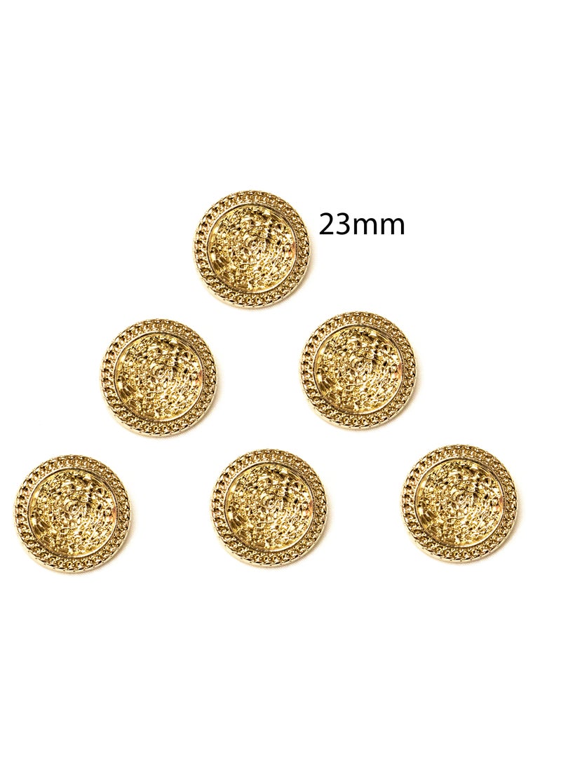 18 Pcs Gold Metal Buttons Set Ornate Round Buttons for Blazers, Coats, Dresses, Abayas & DIY Crafts (6pcs 23mm &12pcs 18mm) - Image 2