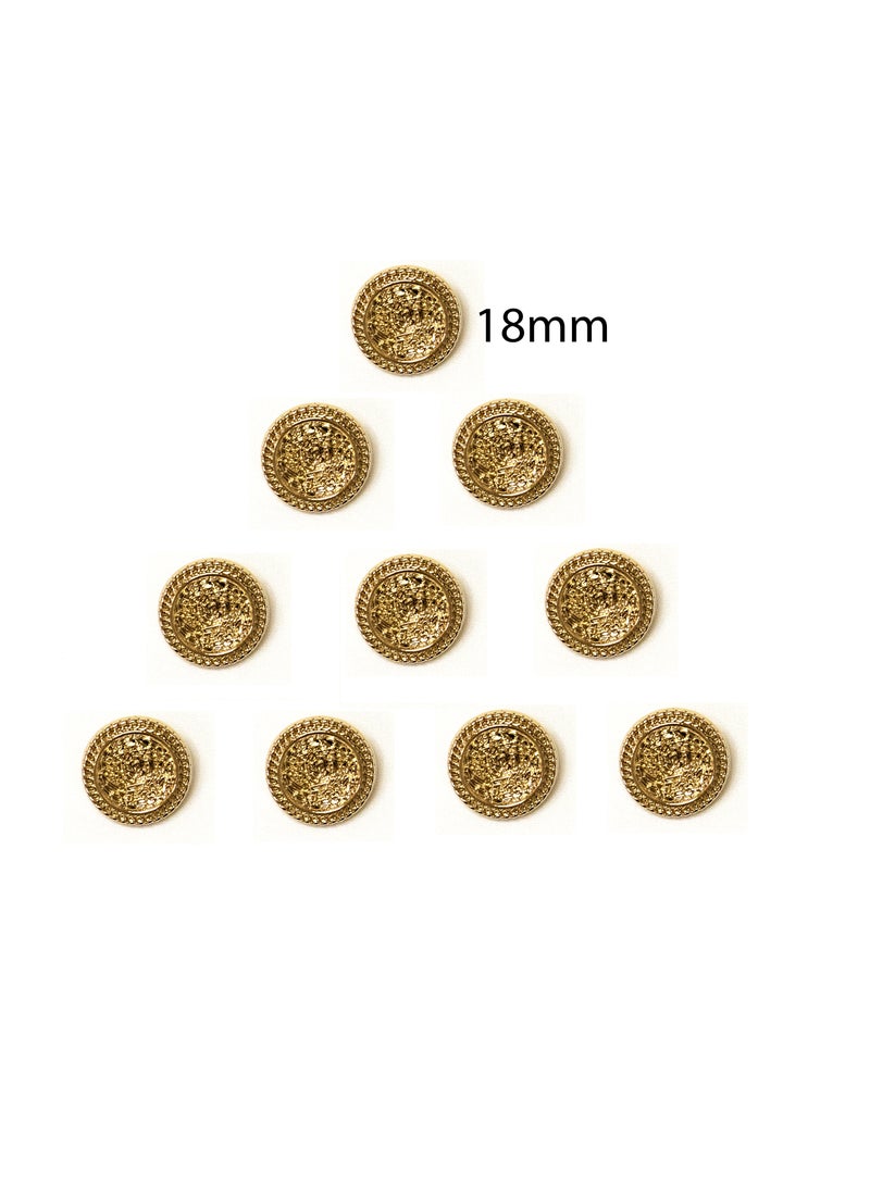 18 Pcs Gold Metal Buttons Set Ornate Round Buttons for Blazers, Coats, Dresses, Abayas & DIY Crafts (6pcs 23mm &12pcs 18mm) - Image 3