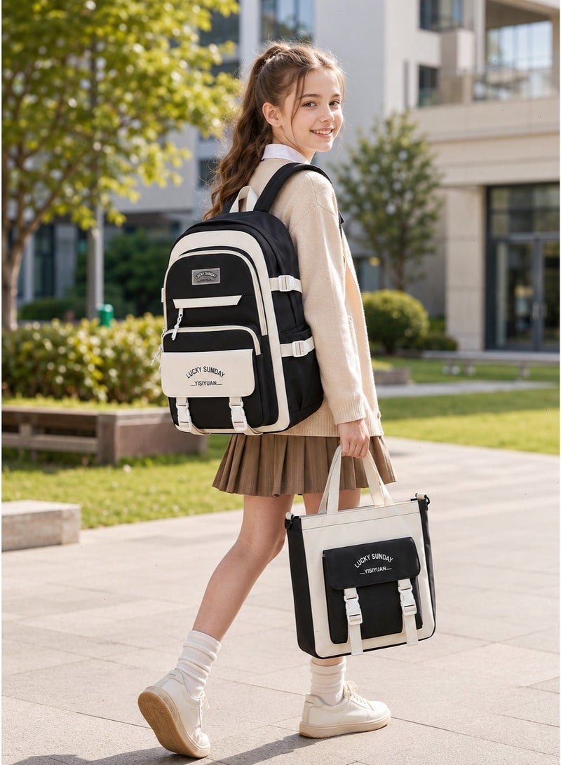 School Bag for Girls, 5-Piece Kids Backpack Set, Lightweight Design, Includes Lunch Bag, Pencil Case, Handbag & Coin Purse - Image 5