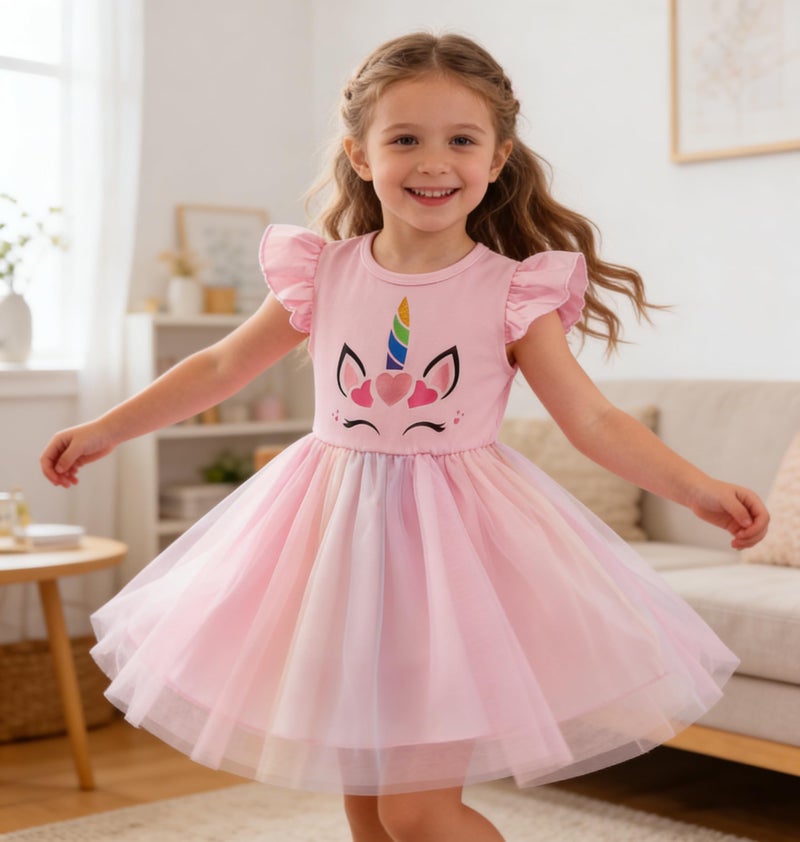 RETSUGO Toddler Tutu Dress Girls Unicorn Dress Fluffy Summer Birthday Outfit Party Dresses Tulle Sundress for Kids Princess Tutu Skirt 18-24M 1800 - Image 2